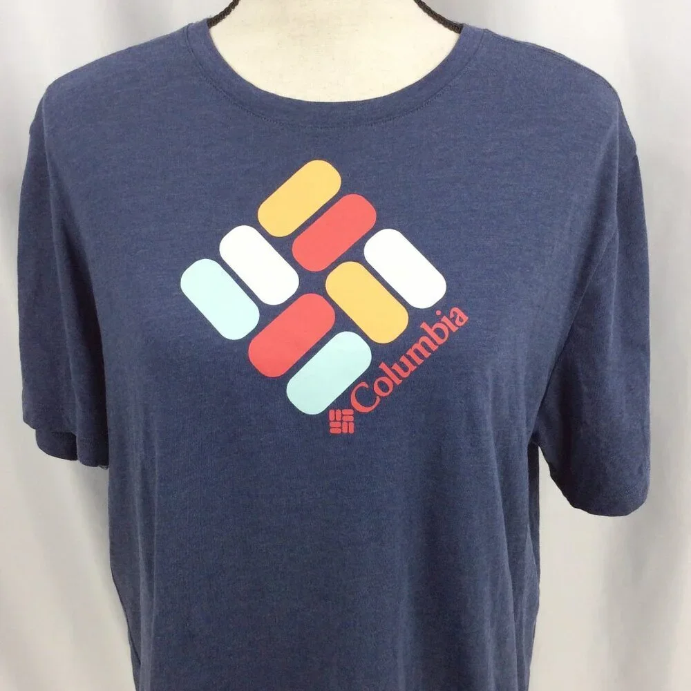Columbia Womens Bluebird Day Relaxed Crew‎ Neck T-Shirt Size 1X Denim Blue SS